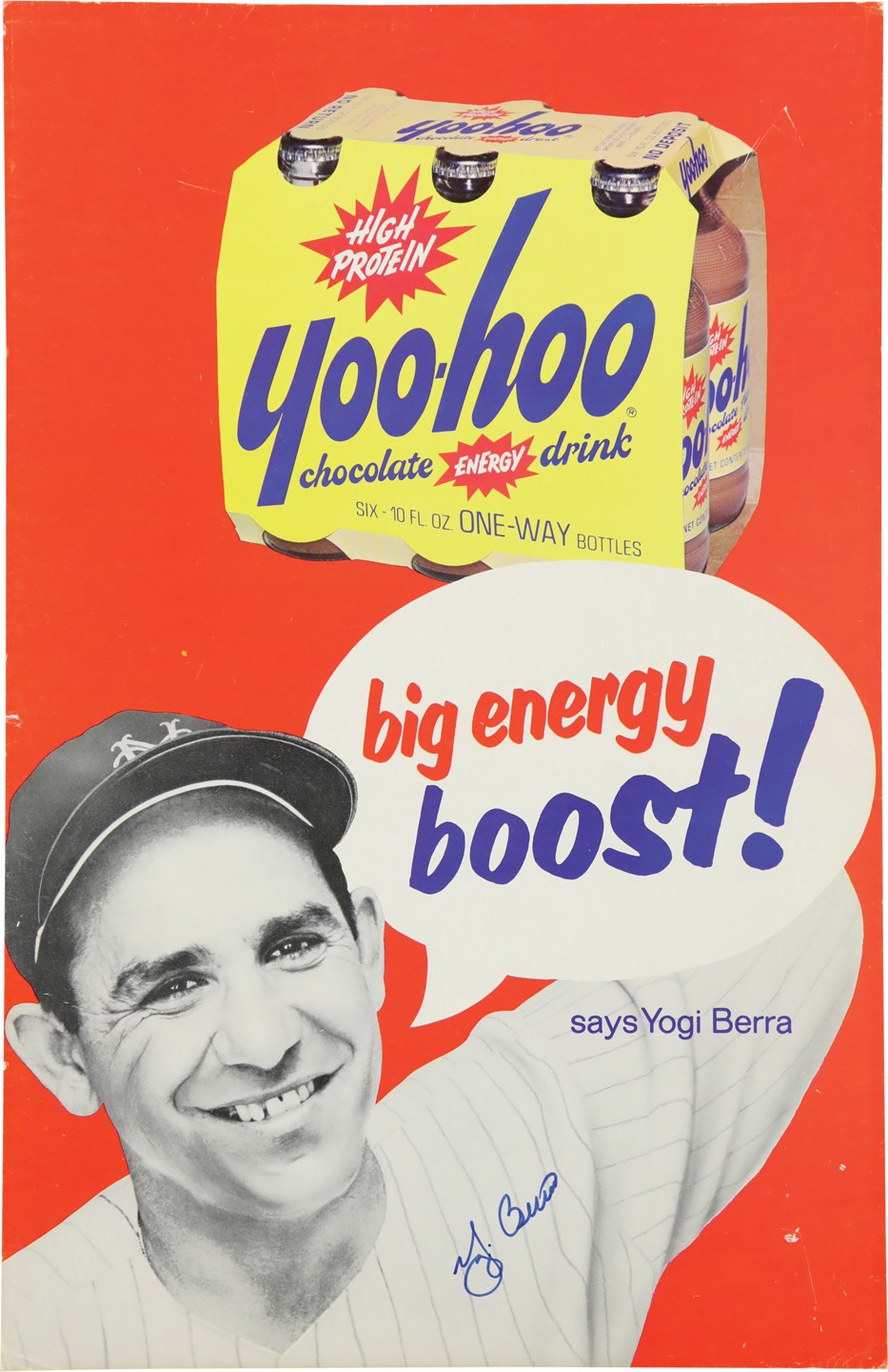 1960s Yogi Berra Signed Yoo-Hoo Advertising Sign (PSA 10 Auto)