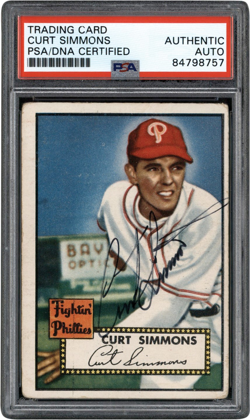 Signed 1952 Topps #203 Curt Simmons PSA Authentic Auto