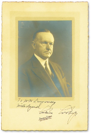 - Calvin Coolidge Signed Studio Portrait