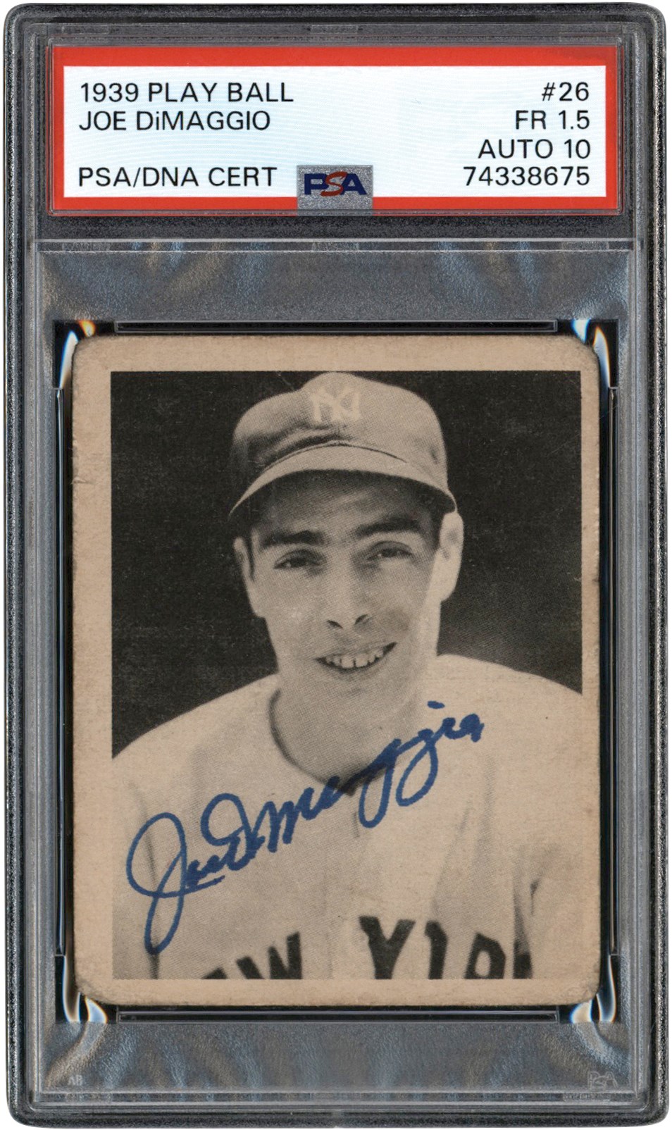 Signed 1939 Play Ball #26 Joe DiMaggio PSA FR 1.5 Auto 10 (Pop 2 - Four Higher)