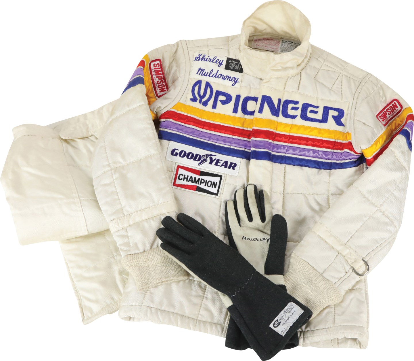1980s Shirley Muldowney Race Worn Fire Suit and Gloves