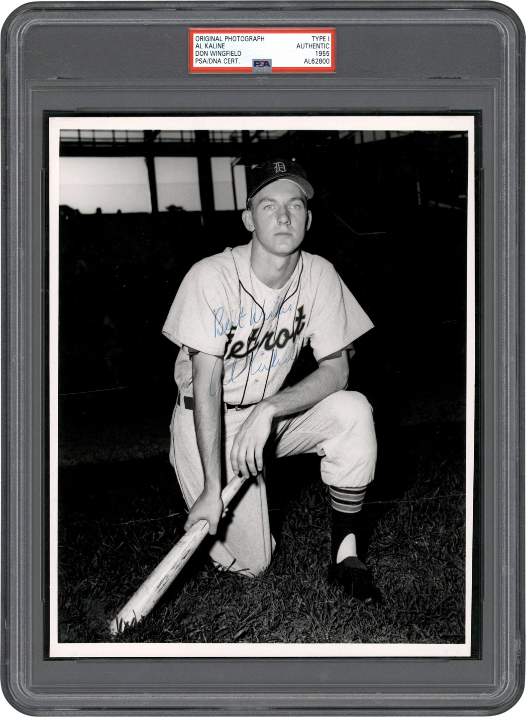 Baseball Autographs - Stunning 1955 Al Kaline Signed Photograph by Don Wingfield (PSA Type I)
