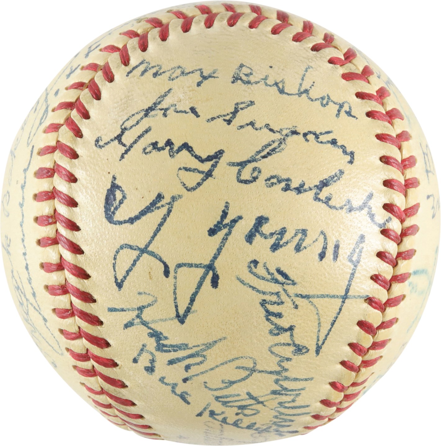 - Circa 1950 Old Timers Signed Baseball w/Cy Young, Frank Baker, Jimmie Foxx & Early 19th Century Players (PSA)