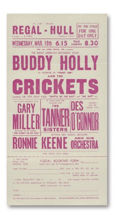 Buddy Holly - 1959 Buddy Holly & The Crickets Regal-Hull Handbill