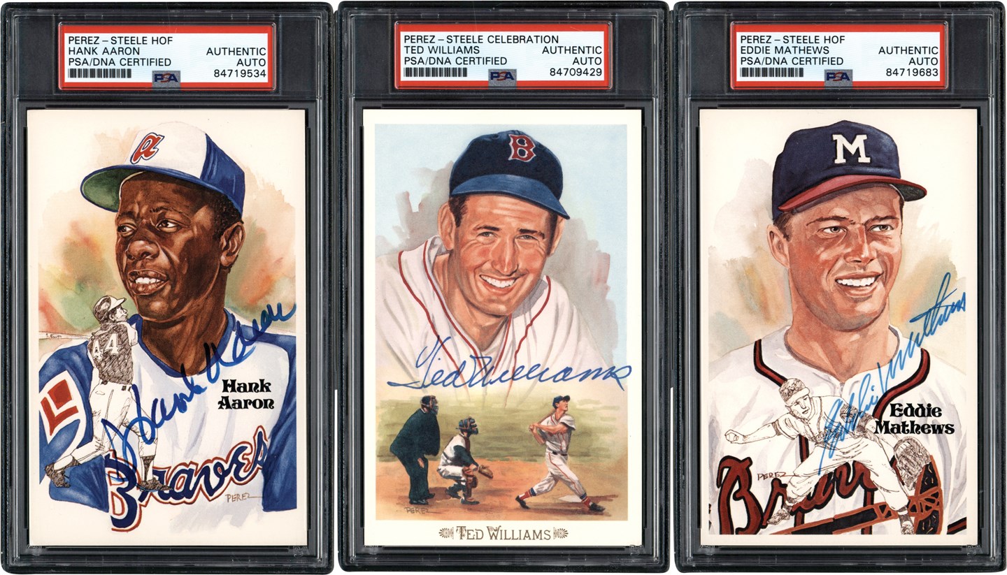 Baseball Autographs - Signed Perez-Steele Hall of Fame Postcard Collection (27) - Each Encapsulated by PSA