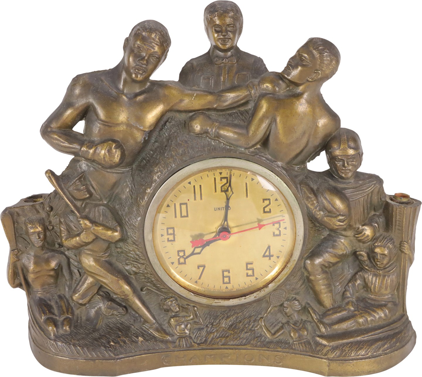 - Circa 1930s "Champions" Clock w/Babe Ruth, Red Grange & Joe Louis
