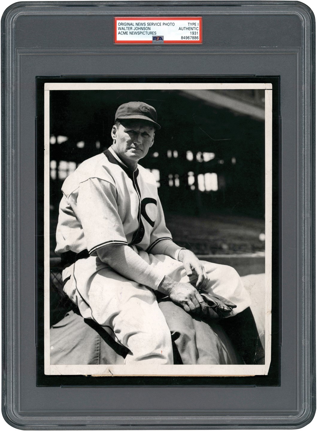 1933 Walter Johnson First Game as Cleveland Indians Manager Photograph (PSA Type I)