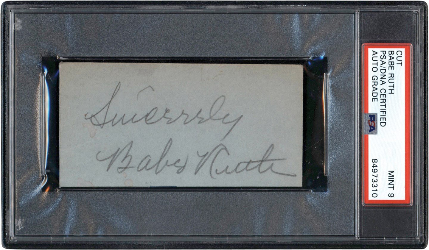 Ruth and Gehrig - Mint Babe Ruth Autograph (PSA MINT 9)