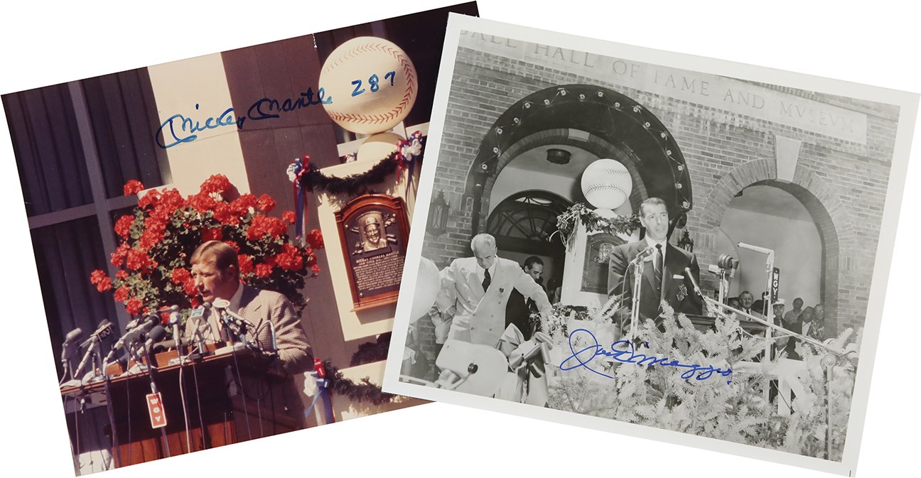 Mickey Mantle & Joe DiMaggio Signed Hall of Fame Induction Photographs