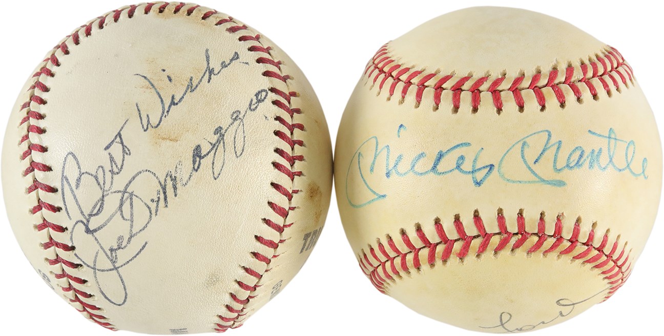 Baseball Autographs - Mickey Mantle & Whitey Ford, and Joe DiMaggio Signed Baseballs