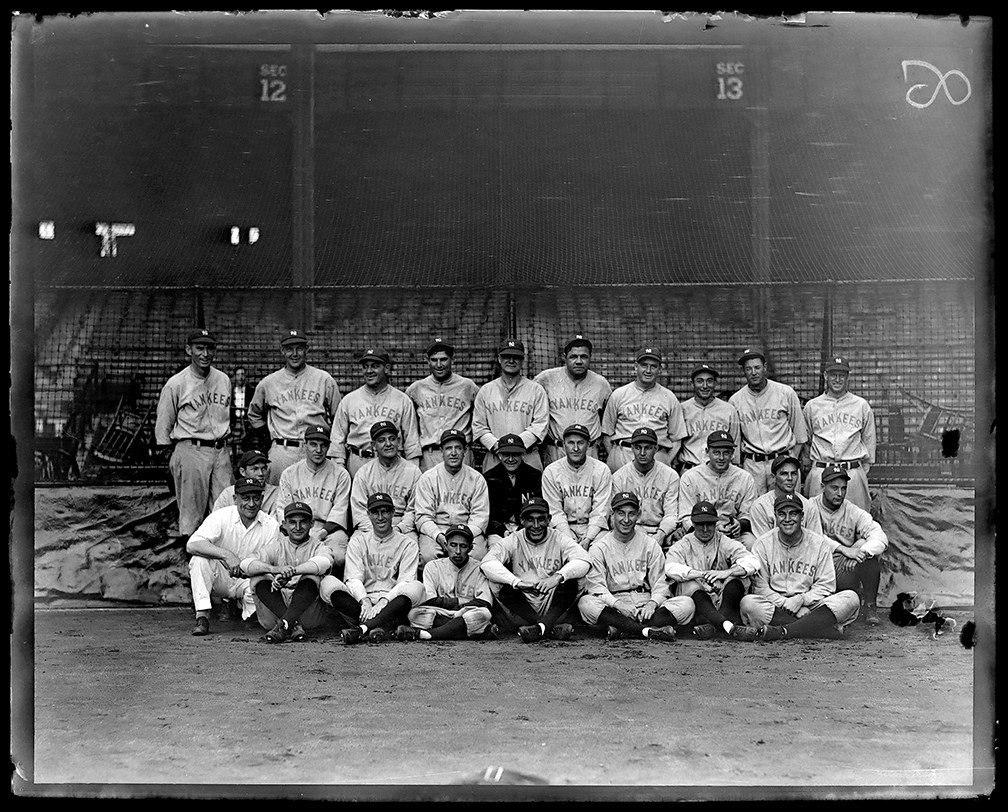 - 1928 World Champion New York Yankees Original Glass Plate Negative