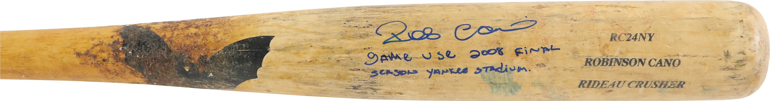 Baseball Equipment - 2008 Robinson Cano Hammered New York Yankees Signed Game Used Bat