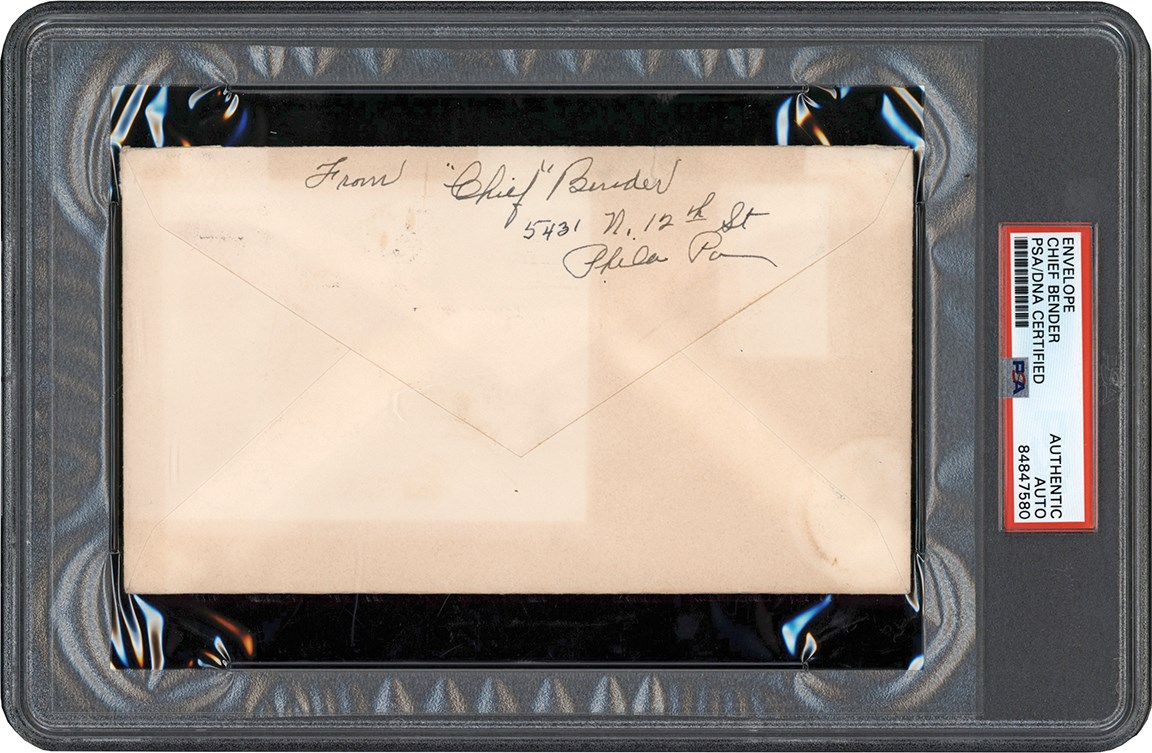 1953 Chief Bender Signed Envelope (PSA)