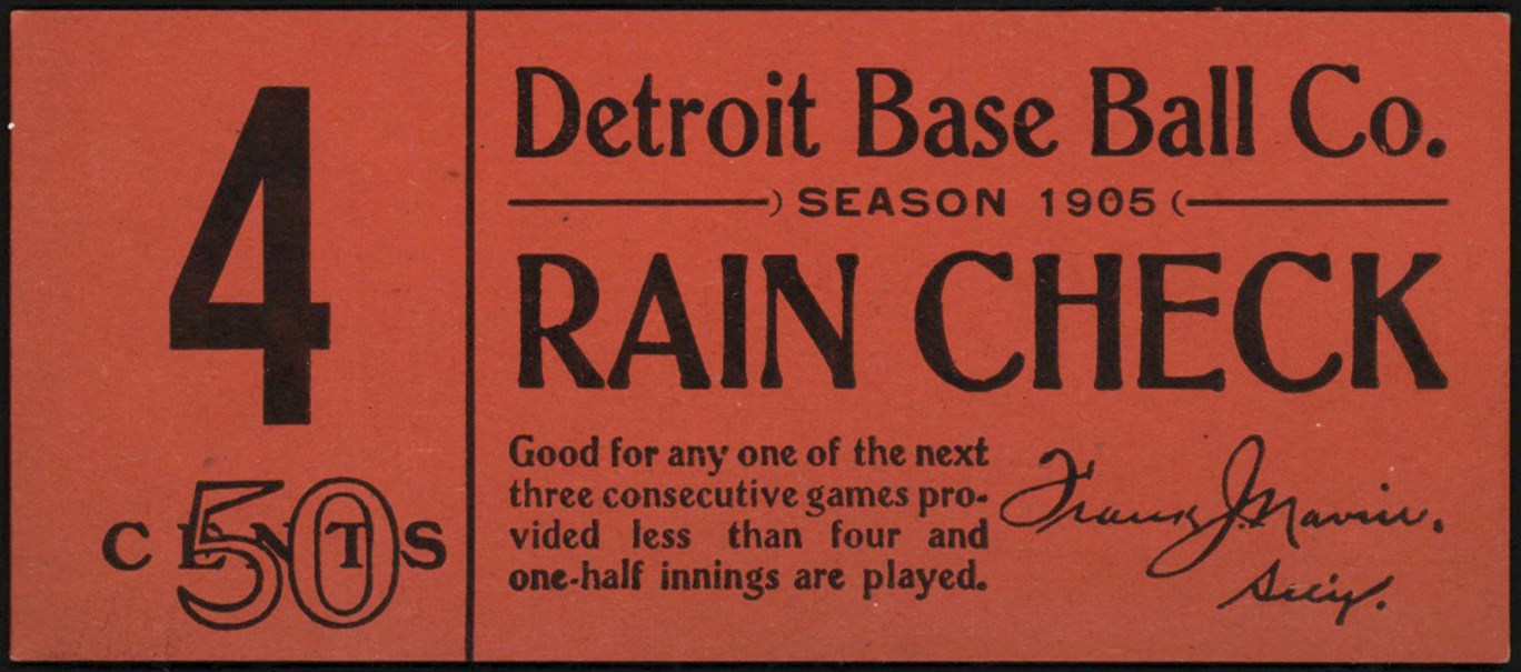 - Rare 1905 Detroit Tigers Full Ticket