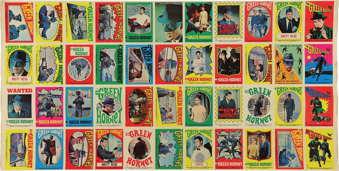 Non-Sports Cards - 1966 Green Hornet Sticker Uncut Sheet (44)