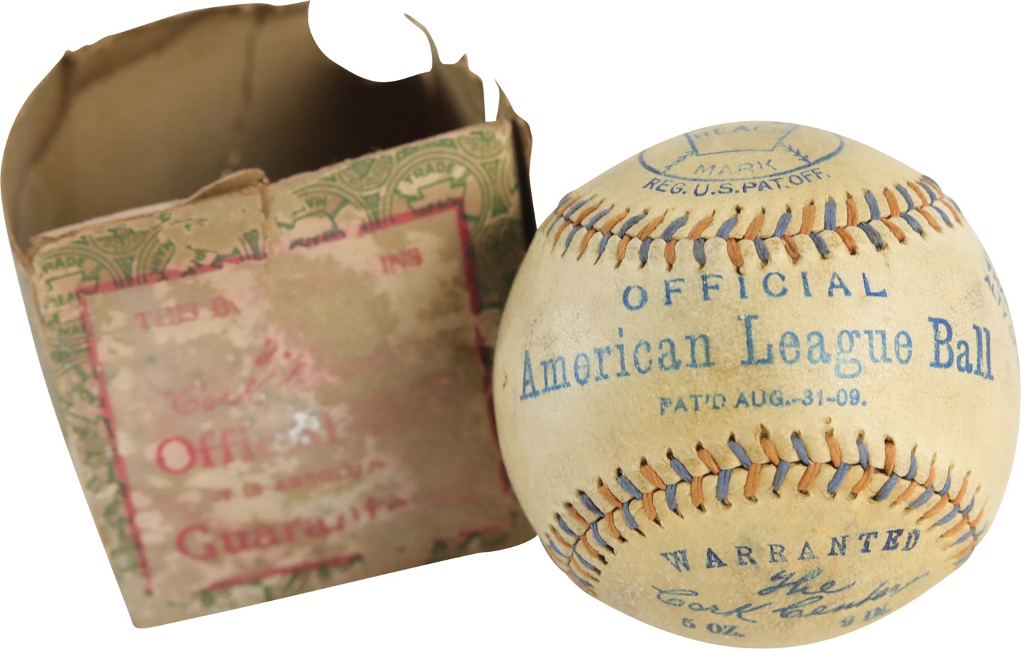 Baseball Equipment - Rare 1911 American League Baseball with Box