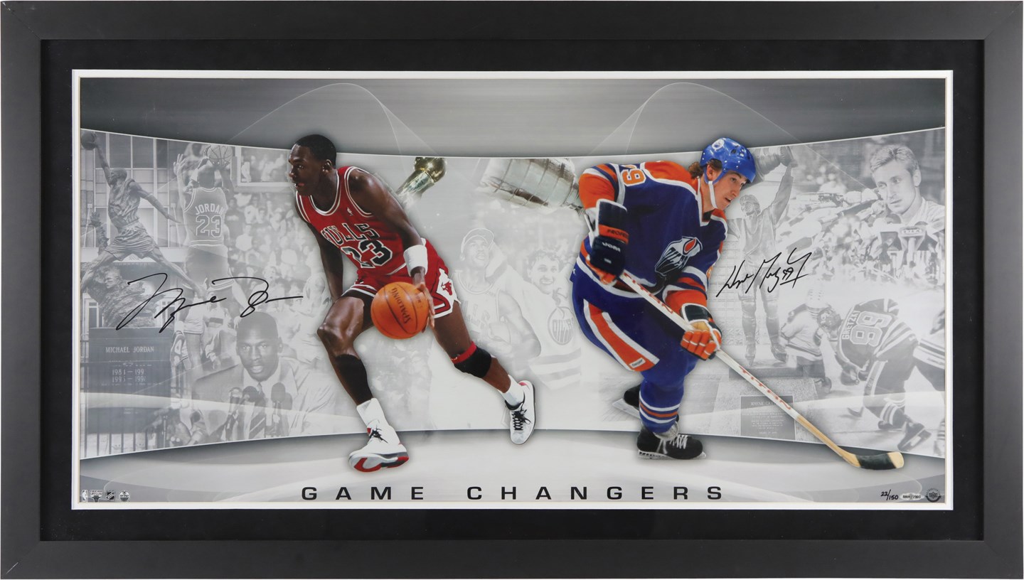 Michael Jordan & Wayne Gretzky Dual-Signed "Game Changers" Display LE  22/150 (UDA)