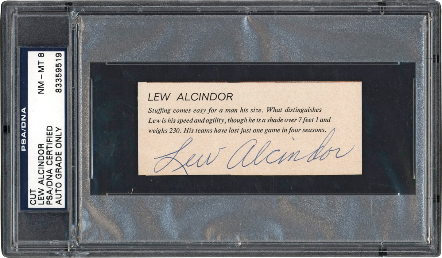 Vintage Lew Alcindor Signature (PSA NM-MT 8)