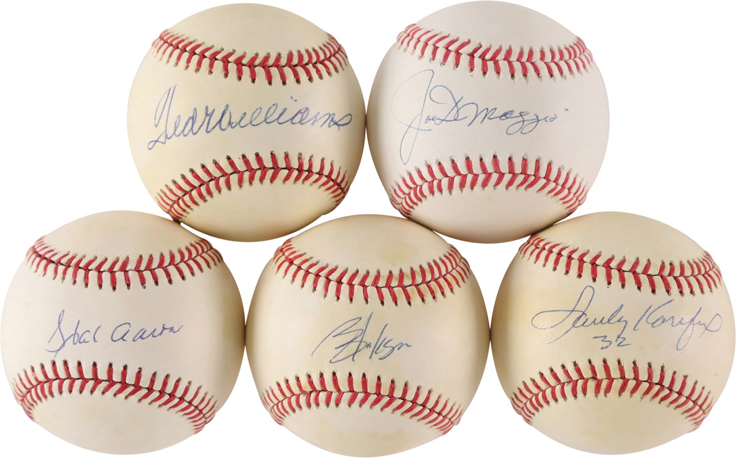 Baseball Autographs - Nice Single-Signed Baseball Collection w/DiMaggio & Williams (30+)