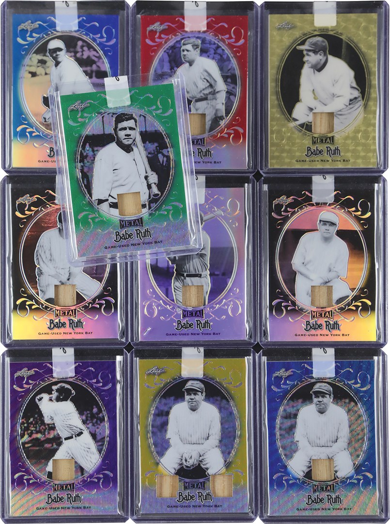 - 2019 Leaf Metal Babe Ruth Game Used Bat Cards (10) with Two 1/1s