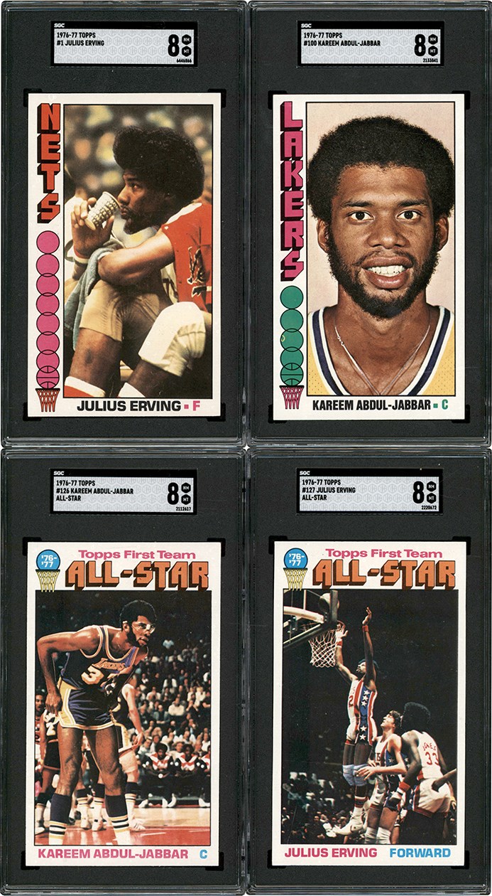 1976-1977 Topps Basketball Julius Erving & Kareem Abdul-Jabbar SGC NM-MT 8 Quartet (4)