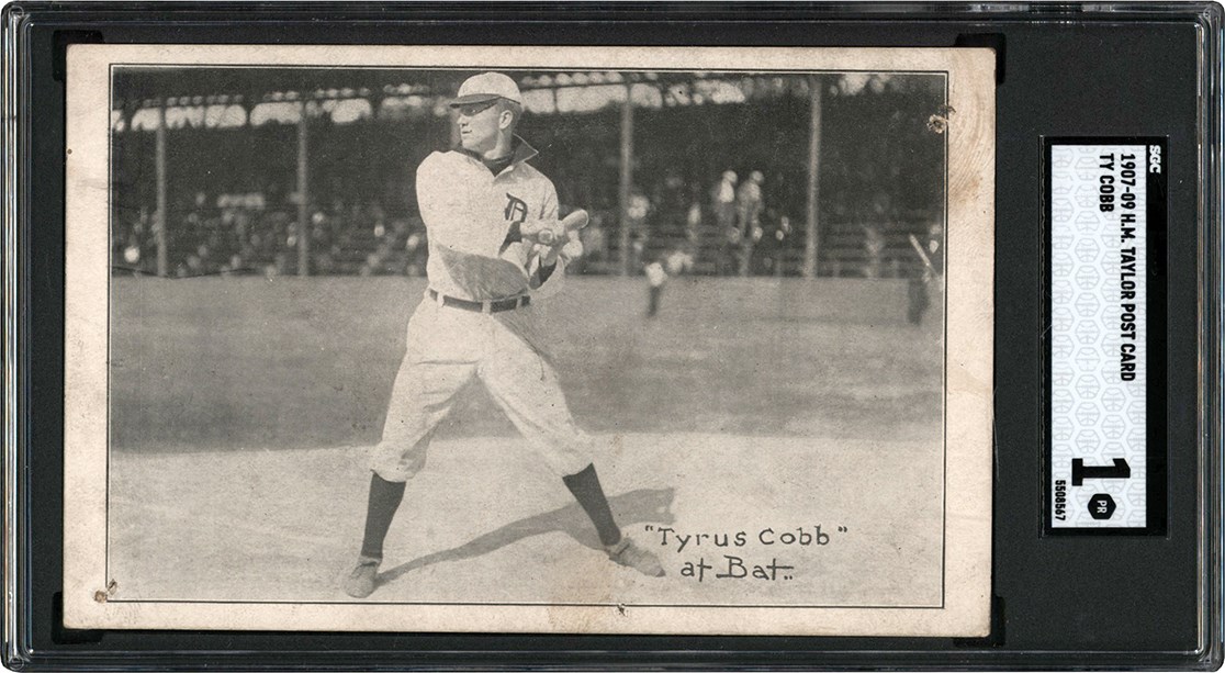 907-1909 H. M. Taylor Tigers Postcard Ty Cobb Rookie SGC PR 1