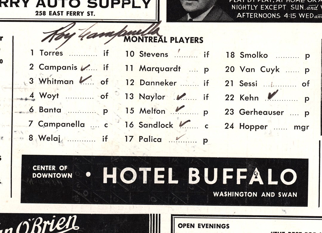 - 1947 Roy Campanella Pre-Rookie Signed Buffalo Bisons Scorecard (JSA)