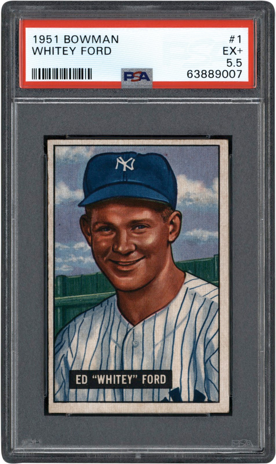 - 1951 Bowman #1 Whitey Ford Rookie PSA EX+ 5.5 - Newly Discovered Example