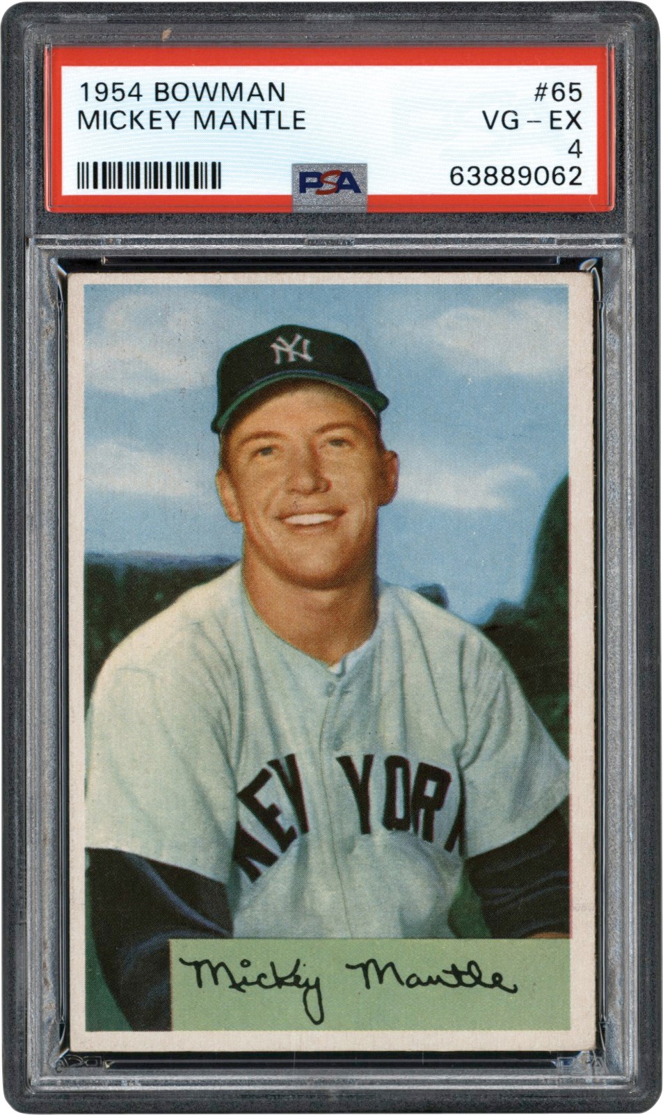 - 1954 Bowman #65 Mickey Mantle PSA VG-EX 4 - Newly Discovered Example