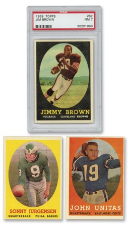 - 1958 Topps Football Set with Jim Brown PSA 7