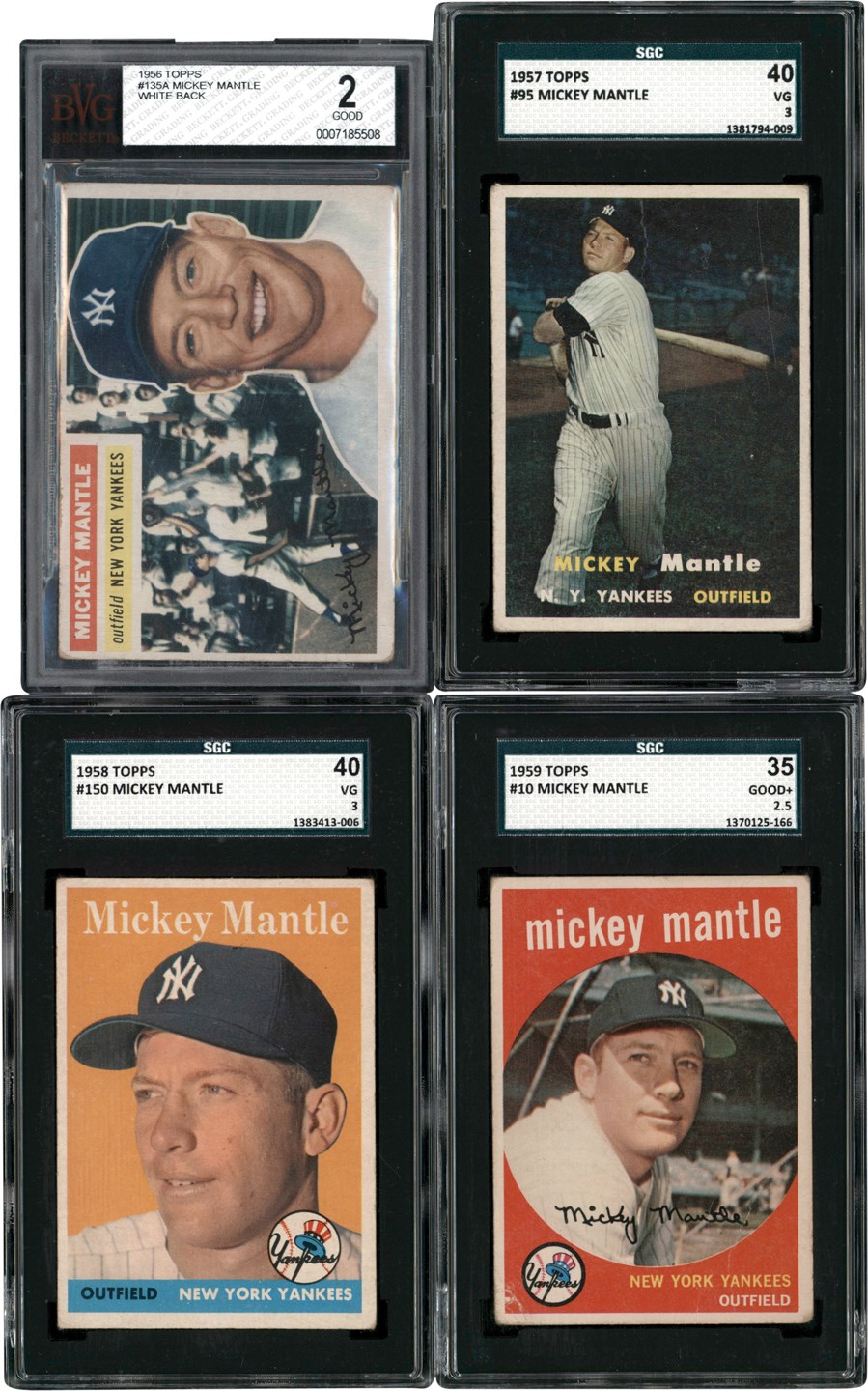 1956-1959 Topps Mickey Mantle SGC & BVG Collection (4)