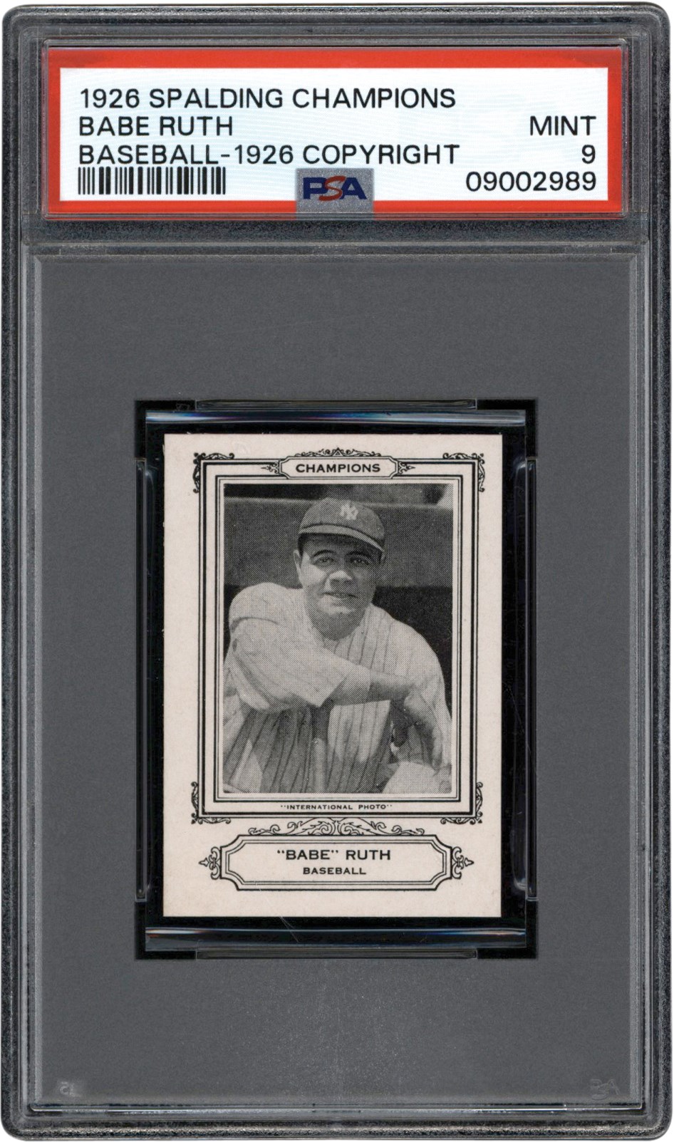 - 1926 Spalding Champion Babe Ruth 1926 Copyright PSA MINT 9 (Pop 1 of 4 Highest Graded)