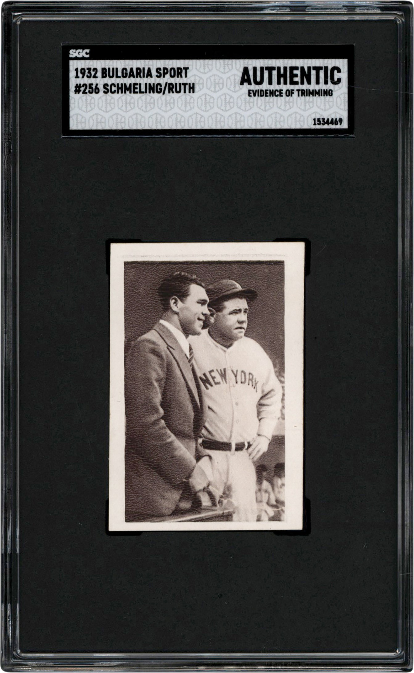 - 1932 Bulgaria Sport Photos #256 Babe Ruth and Max Schmeling SGC Authentic