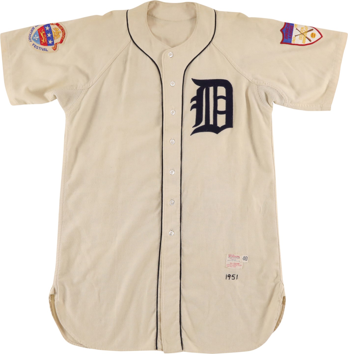 Baseball Equipment - 1951 Charlie Keller Detroit Tigers Game Worn Jersey
