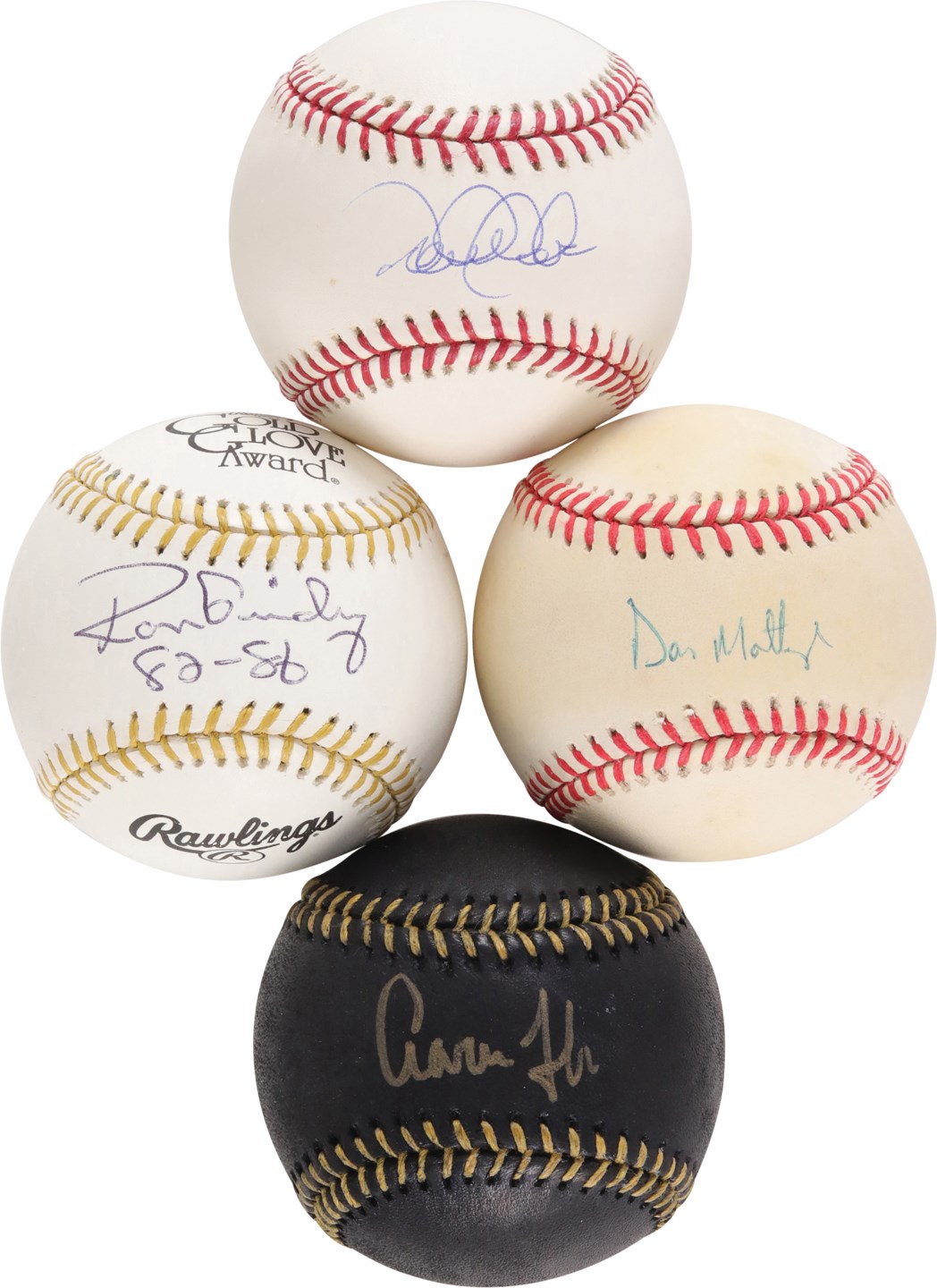 Baseball Autographs - New York Yankees Captains Single-Signed Baseball Collection - Jeter, Judge, Guidry, and Mattingly (4)