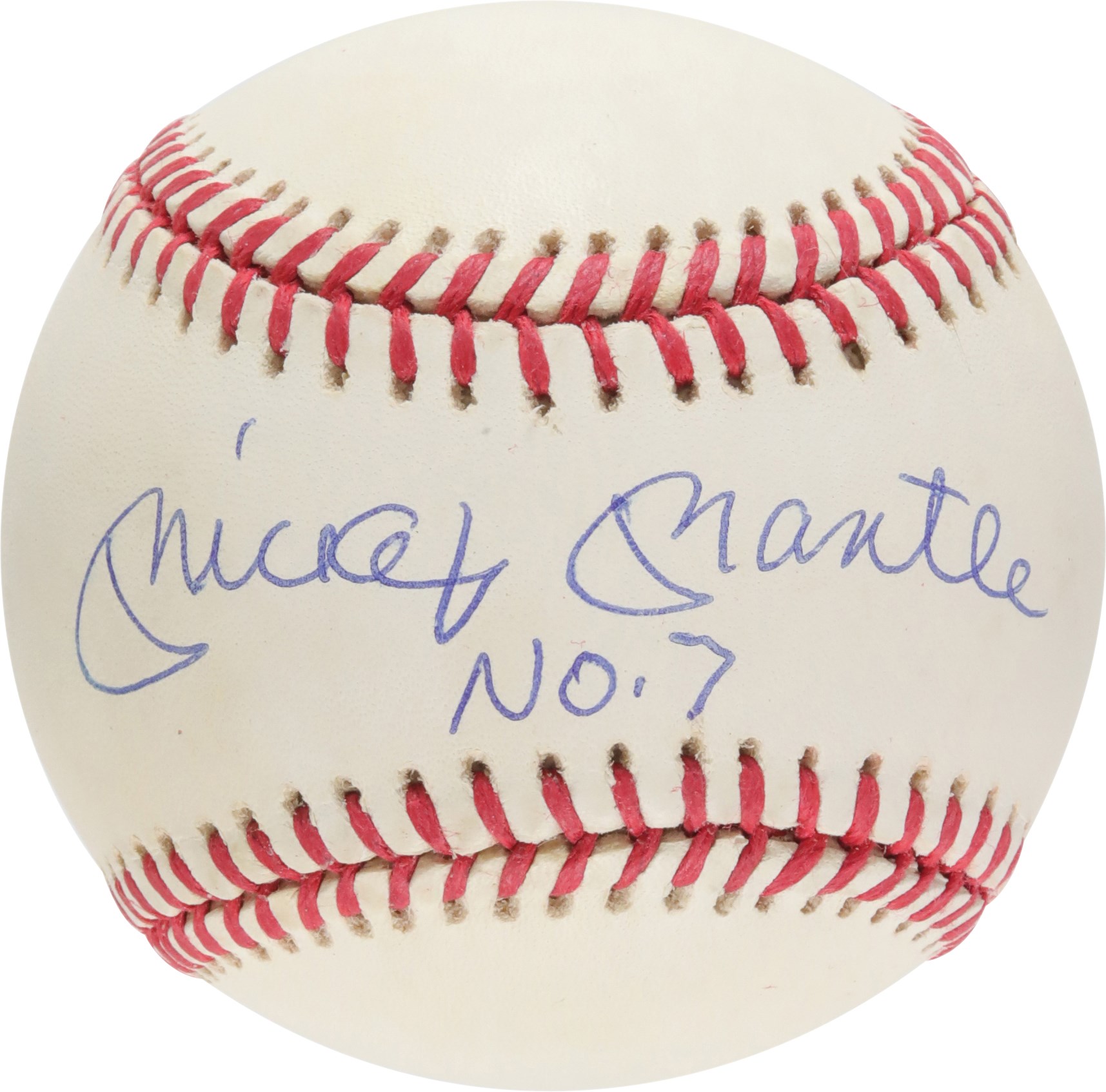 Baseball Autographs - Mickey Mantle "No. 7" Single-Signed Baseball (PSA MINT 9 Signature)