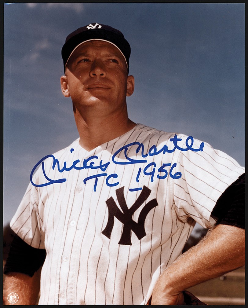 Baseball Autographs - Mickey Mantle "TC 1956" Signed Photograph (JSA)