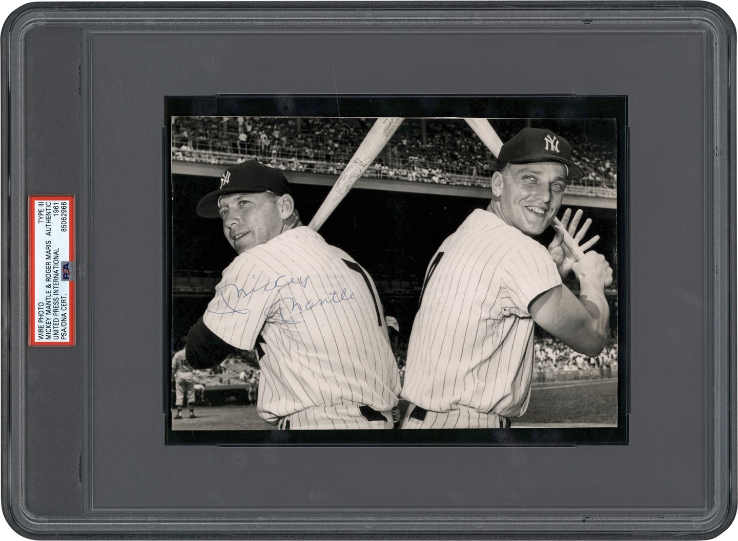 Baseball Autographs - 1961 Mickey Mantle & Roger Maris Original Photograph - Signed by Mantle (PSA)