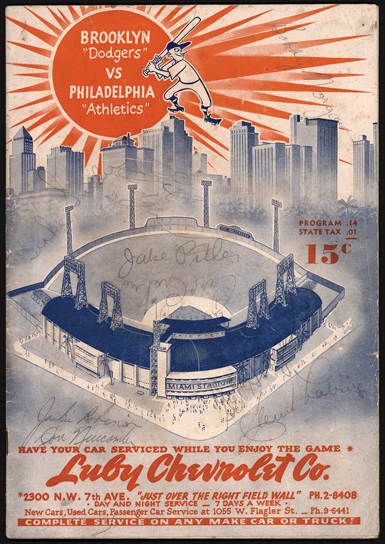 1950 Brooklyn Dodgers Preseason Program Signed by Jackie Robinson, Gil Hodges, Duke Snider & Other Dodgers (JSA)