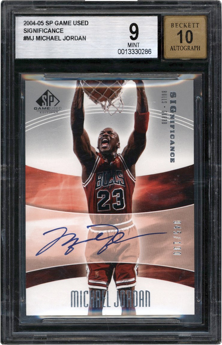 Basketball Cards - 2004-2005 SP Game Used Basketball Significance #MJ Michael Jordan Autograph Jersey Number #45/100 BGS MINT 9 Auto 10
