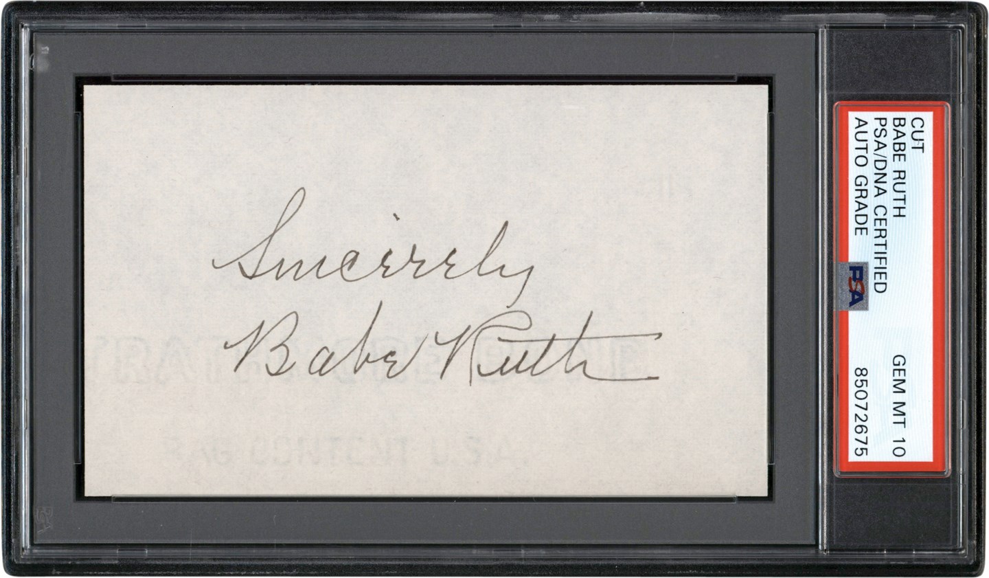 Ruth and Gehrig - Perfect Babe Ruth Autograph (PSA GEM MINT 10)