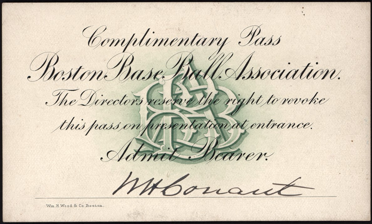- 1871-72 Boston Base Ball Association Pass
