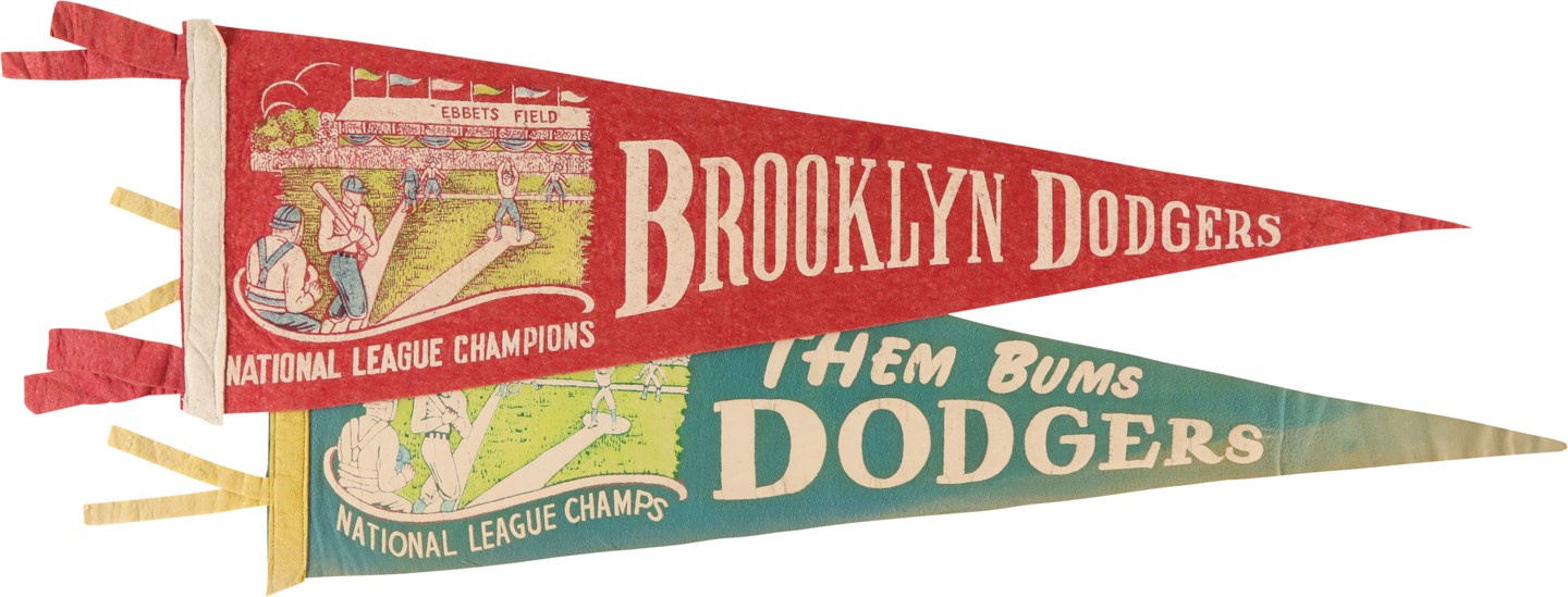 - Pair of 1940s/1950s Brooklyn Dodgers Pennants