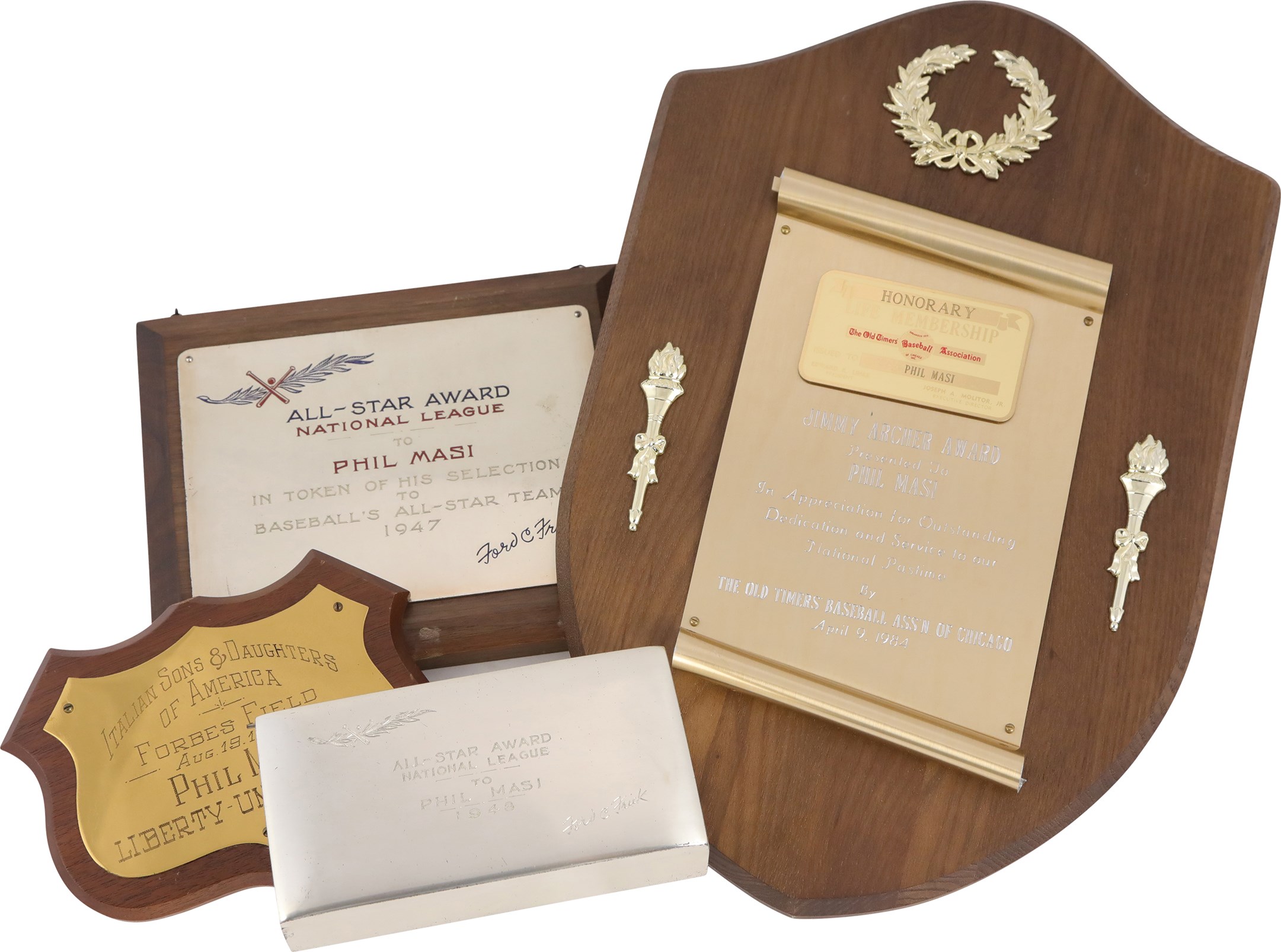 Baseball Awards - Phil Masi Award Collection (4) Including 1947 and 1948 All-Star Game