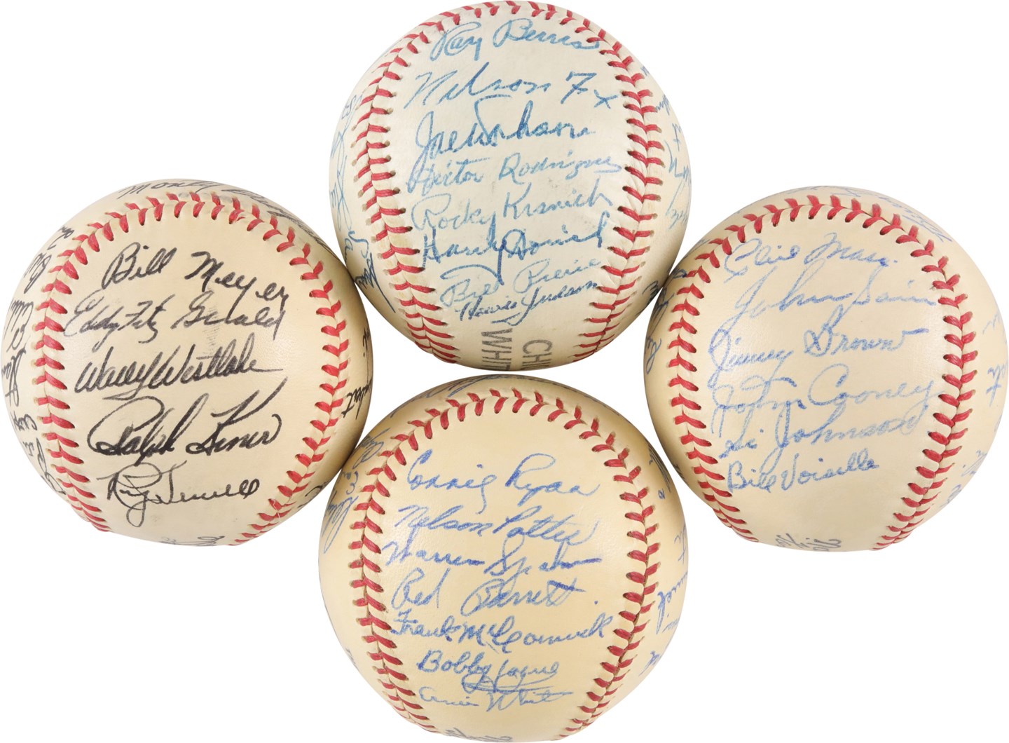High Grade Team-Signed Ball Collection - 1948 and 1949 Braves, 1949 Pirates & 1952 White Sox (4)