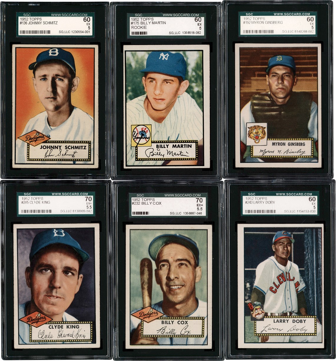 - 1952 Topps Baseball SGC EX 5 & EX+ 5.5 Collection w/Billy Martin (54)