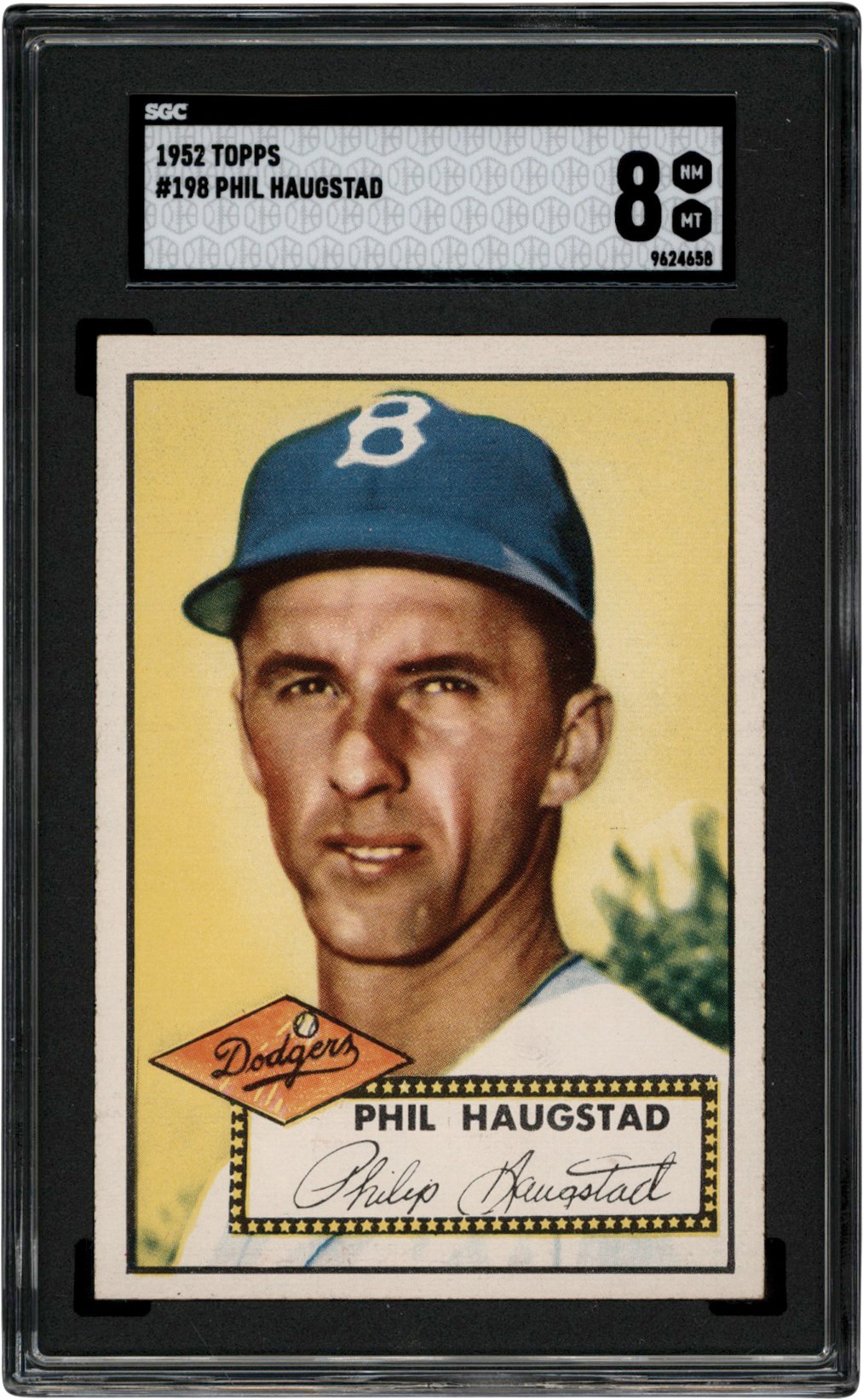 - 1952 Topps Baseball #198 Phil Haugstad SGC NM-MT 8