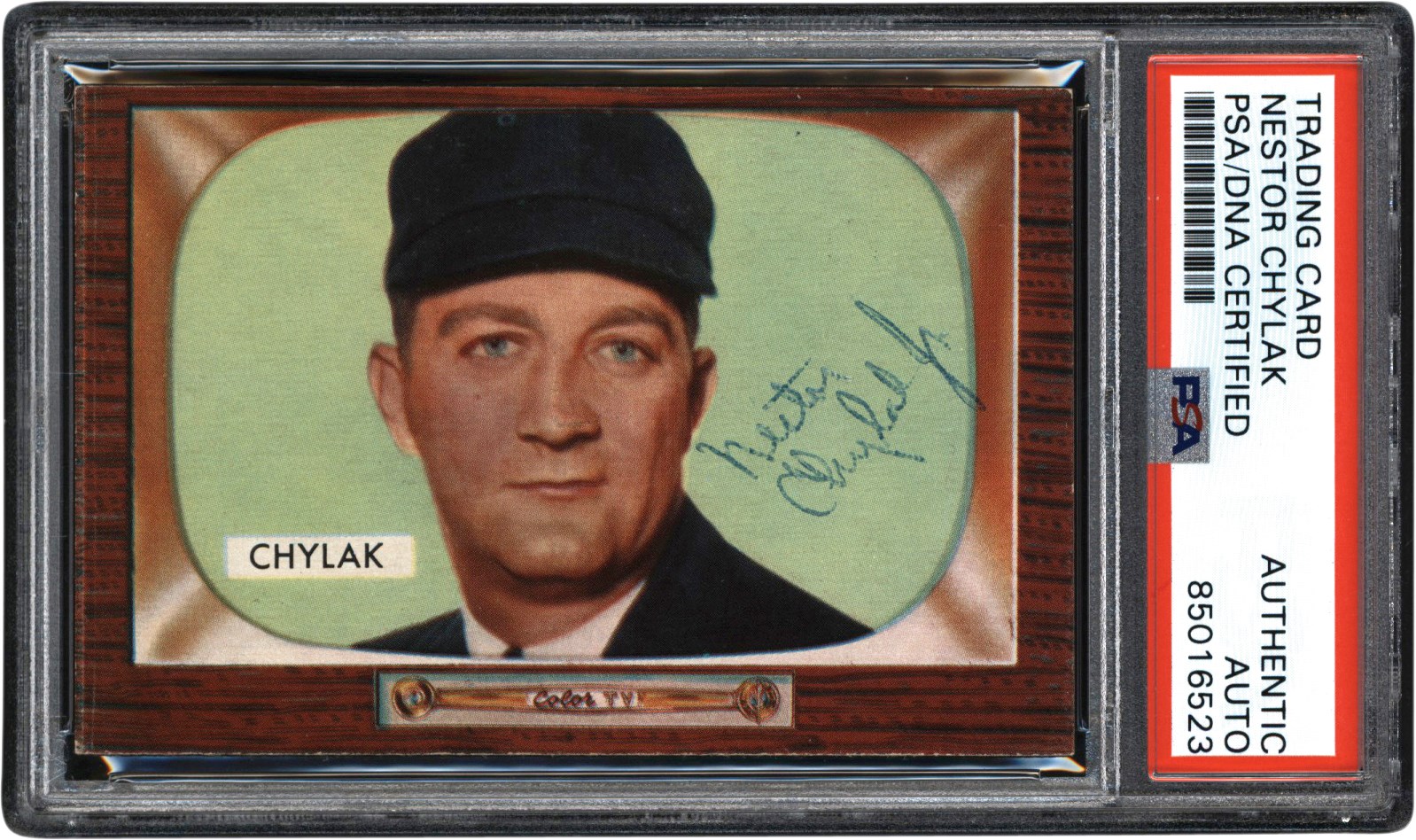 - Signed 1955 Bowman Baseball #283 Nestor Chylak Card (PSA)