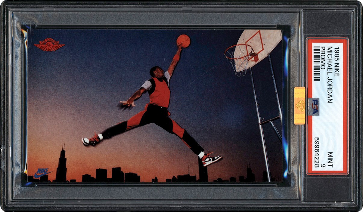 Basketball Cards - 1985 Nike Michael Jordan Rookie Promo PSA MINT 9 (MBA Gold)