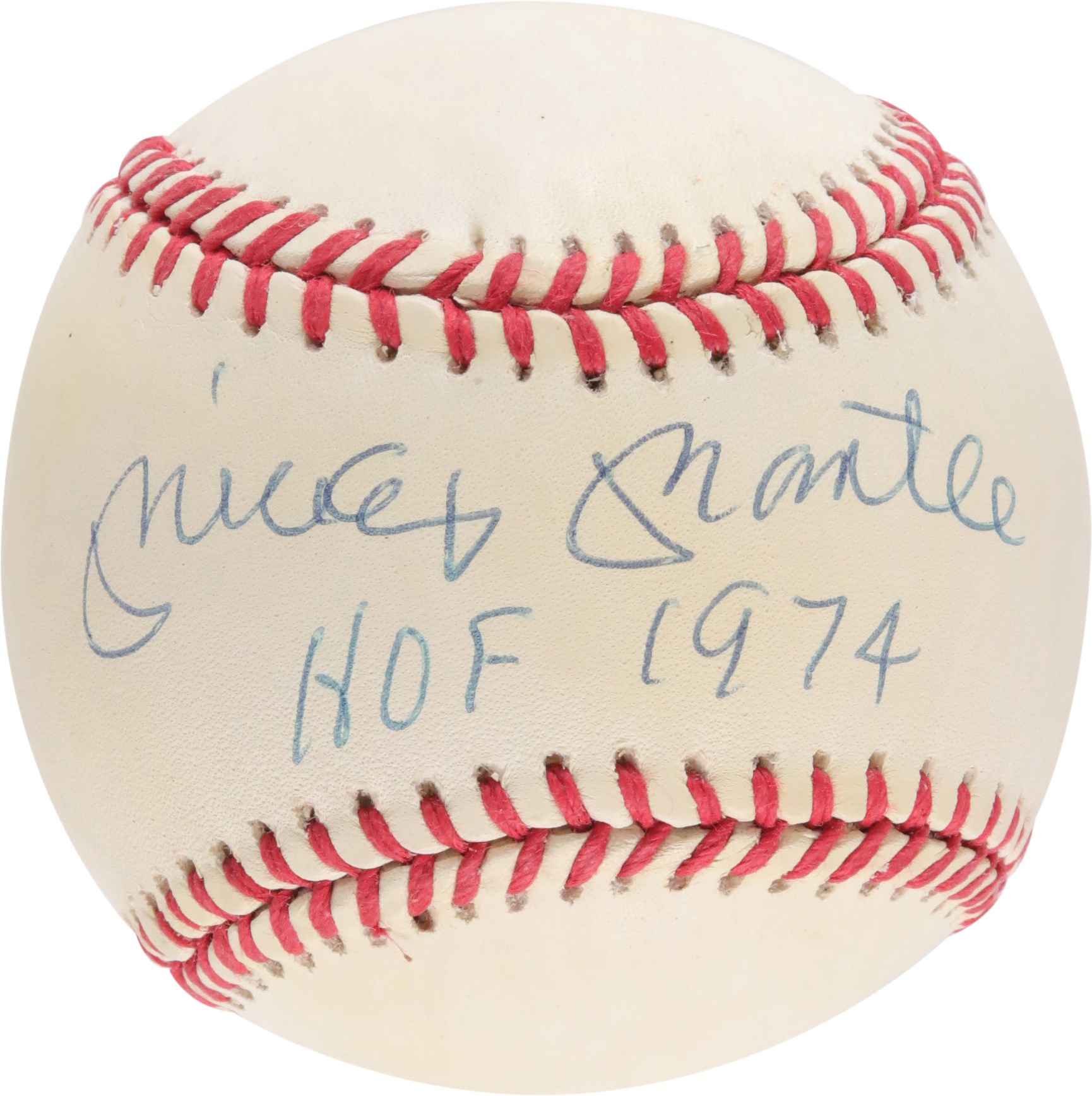 Baseball Autographs - Mickey Mantle "HOF 1974" Single-Signed Baseball (PSA)